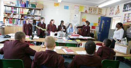 Pupils taking a lesson in a classroom