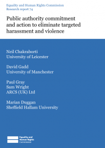 Research report 74: Public authority commitment and action to eliminate targeted harassment and violence